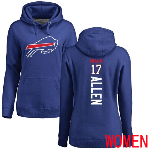 NFL Women Buffalo Bills #17 Josh Allen Royal Blue Backer Pullover Hoodie Sweatshirt->nfl t-shirts->Sports Accessory